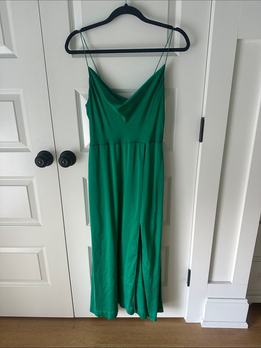 INTERMIX Emerald Green Cowl Neck Maxi Dress with Front Slit